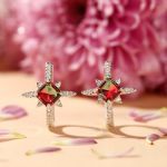 Bortwide "Endless Light " North Star Princess Cut Watermelon Sterling Silver Earrings