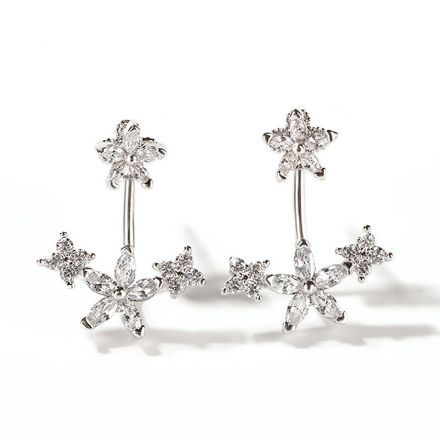 Bortwide Flower Sterling Silver Ear Jackets