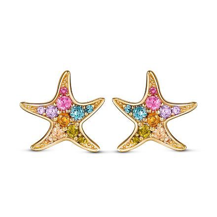 Bortwide "Multi-Color Starfish" Sterling Silver Children's Earrings
