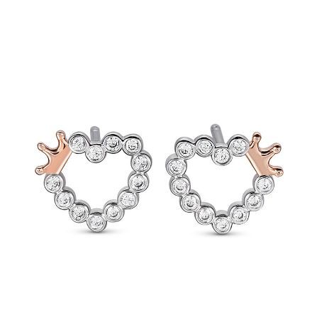 Bortwide "Princess Crown" Heart Sterling Silver Children's Earrings