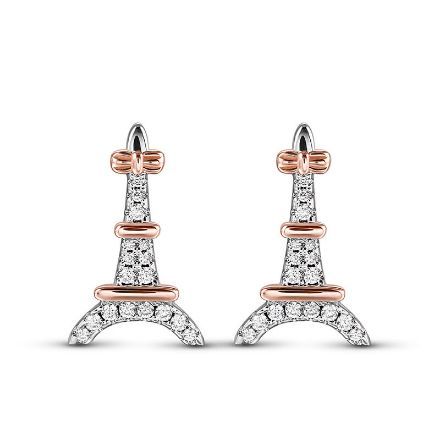 Bortwide "Romantic Paris" Eiffel Tower Sterling Silver Children's Earrings