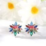 Bortwide "Blazing with Colour" Emerald Cut Sterling Silver Earrings