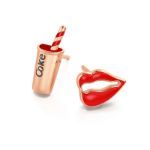 Bortwide "Coke Lover" Red Lips & Coke Sterling Silver Stud Earrings