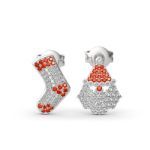 Bortwide "Santa Claus&Christmas Stocking" Sterling Silver Mismatched Stud Earrings