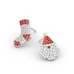 Bortwide "Santa Claus&Christmas Stocking" Sterling Silver Mismatched Stud Earrings