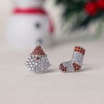 Bortwide "Santa Claus&Christmas Stocking" Sterling Silver Mismatched Stud Earrings