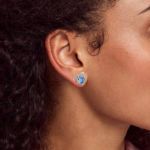 Bortwide "Blue Treasure" Bowknot Emerald Cut Sterling Silver Earrings
