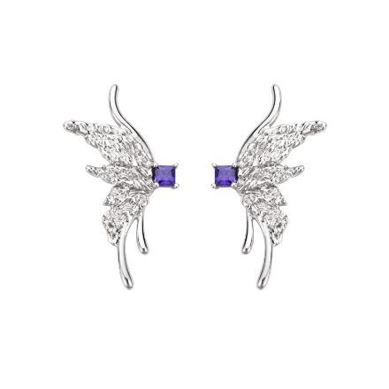 Bortwide "Butterfly Elf" Princess Cut Sterling Silver Earrings