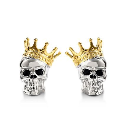 Bortwide "Skull King" Crown Sterling Silver Earrings