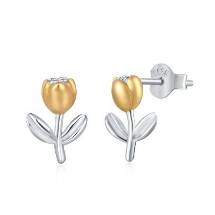 Bortwide "Blossoming Beauty" Tulip Sterling Silver Stud Earrings