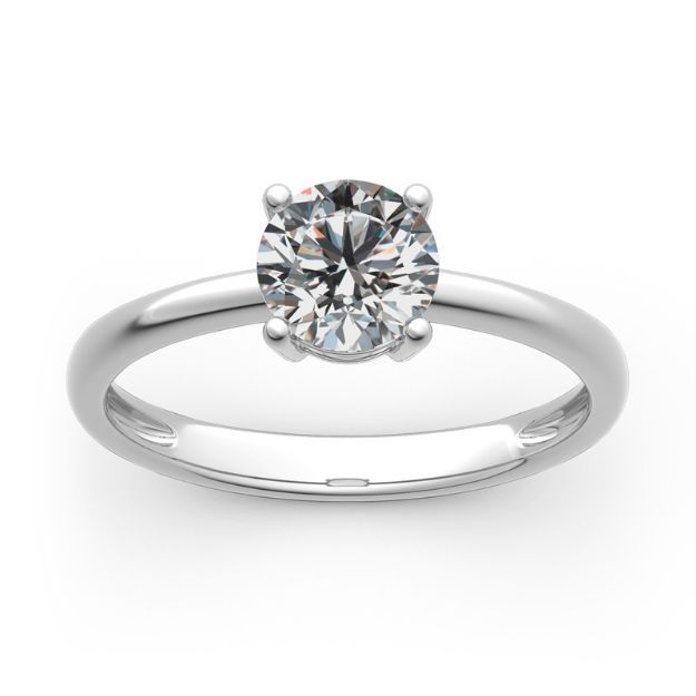 Bortwide Round Cut Solitaire Sterling Silver Ring