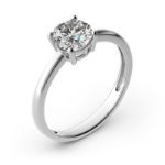 Bortwide Round Cut Solitaire Sterling Silver Ring