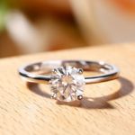 Bortwide Round Cut Solitaire Sterling Silver Ring