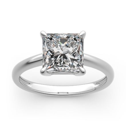 Bortwide Princess Cut Solitaire Sterling Silver Ring