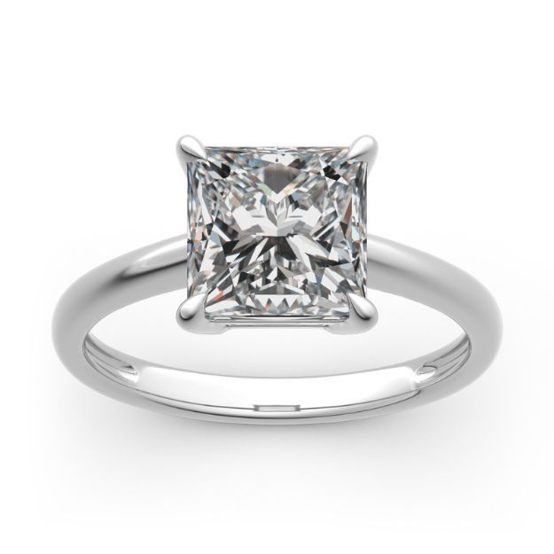 Bortwide Princess Cut Solitaire Sterling Silver Ring