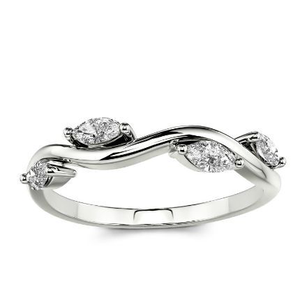 Bortwide "Branch & Leaves" Marquise Cut Sterling Silver Band