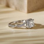 Bortwide Twist Halo Cushion Cut Sterling Silver Ring