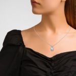 Bortwide Halo Radiant Cut Sterling Silver Necklace