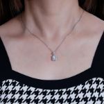 Bortwide Halo Radiant Cut Sterling Silver Necklace