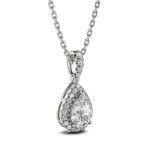 Bortwide Halo Pear Cut Sterling Silver Necklace