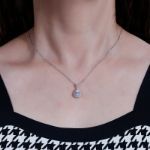 Bortwide Halo Pear Cut Sterling Silver Necklace