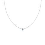 Bortwide Simple Round Cut Stone Pendant Sterling Silver Necklace