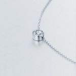 Bortwide Simple Round Cut Stone Pendant Sterling Silver Necklace