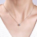 Bortwide Simple Round Cut Stone Pendant Sterling Silver Necklace