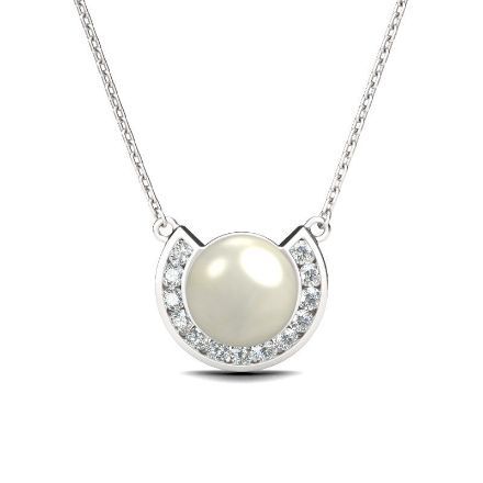 Bortwide Half-round Created Pearl Women's Necklace