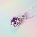 Bortwide Amethyst Flower Round Cut Sterling Silver Necklace