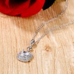 Bortwide Double Halo Cushion Cut Sterling Silver Necklace