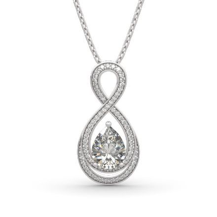 Bortwide "Infinity Love" Pear Cut Sterling Silver Necklace
