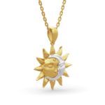 Bortwide "Sun ＆ Moon" Two Tone Design Sterling Silver Necklace