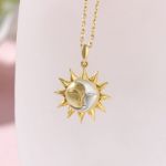 Bortwide "Sun ＆ Moon" Two Tone Design Sterling Silver Necklace