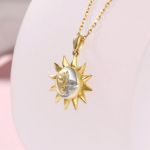 Bortwide "Sun ＆ Moon" Two Tone Design Sterling Silver Necklace