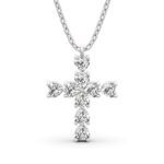 Bortwide Classic Cross Design Heart Cut Sterling Silver Necklace