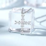 Bortwide Classic Cross Design Heart Cut Sterling Silver Necklace