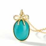 Bortwide Bow-knot Design Turquoise Pendant Sterling Silver Necklace