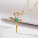 Bortwide "Ankh" Ancient Egyptian Scepter Turquoise Pendant Sterling Silver Necklace