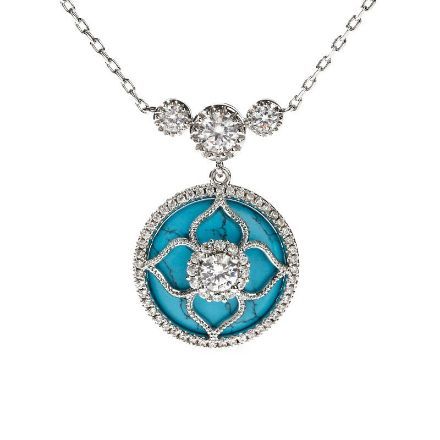 Bortwide "Lucky Choice" Flower Turquoise Sterling Silver Necklace