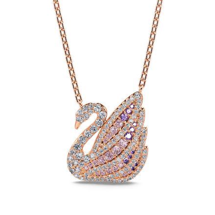 Bortwide Dreamy Swan Rose Gold Tone Sterling Silver Necklace