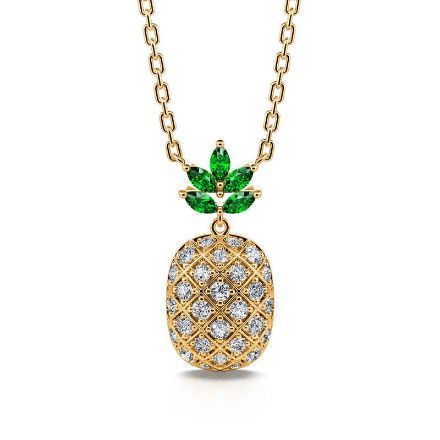 Bortwide "A Trip of Summer" Pineapple Sterling Silver Necklace