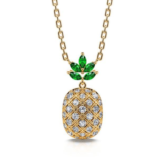 Bortwide "A Trip of Summer" Pineapple Sterling Silver Necklace