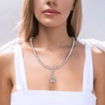 Bortwide "Gorgeous Beauty" Princess Cut Sterling Silver Necklace