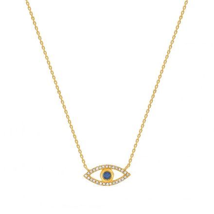 Bortwide "Evil Eye" Round Cut Sterling Silver Necklace