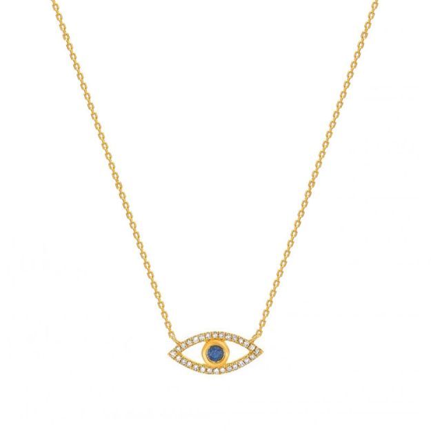 Bortwide "Evil Eye" Round Cut Sterling Silver Necklace