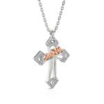 Bortwide "Mom Bless You" Mom Cross Sterling Silver Necklace