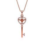 Bortwide "Brilliant Faith" Heart Key Sterling Silver Necklace