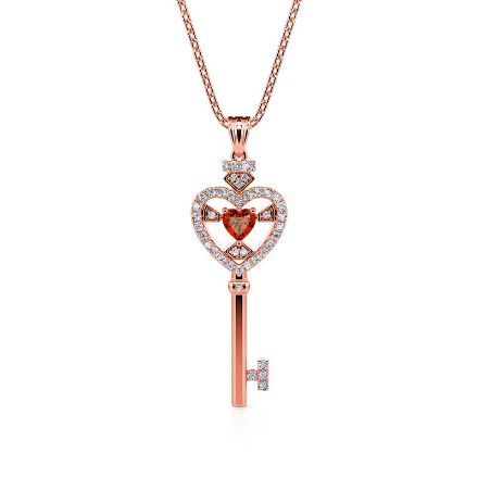 Bortwide "Brilliant Faith" Heart Key Sterling Silver Necklace