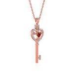 Bortwide "Brilliant Faith" Heart Key Sterling Silver Necklace